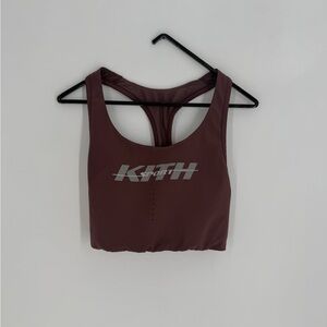 Kith Sport Brie Sports Bra Maroon Mauve Spell-out Font